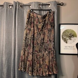 LC Lauren Conrad Shimmery Multicolor Floral Maxi Skirt